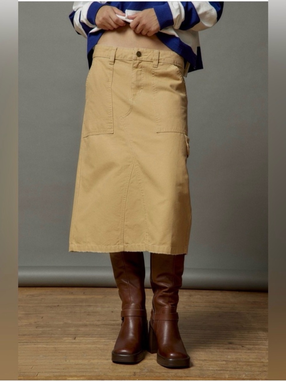 BDG Khaki Midi Skirt